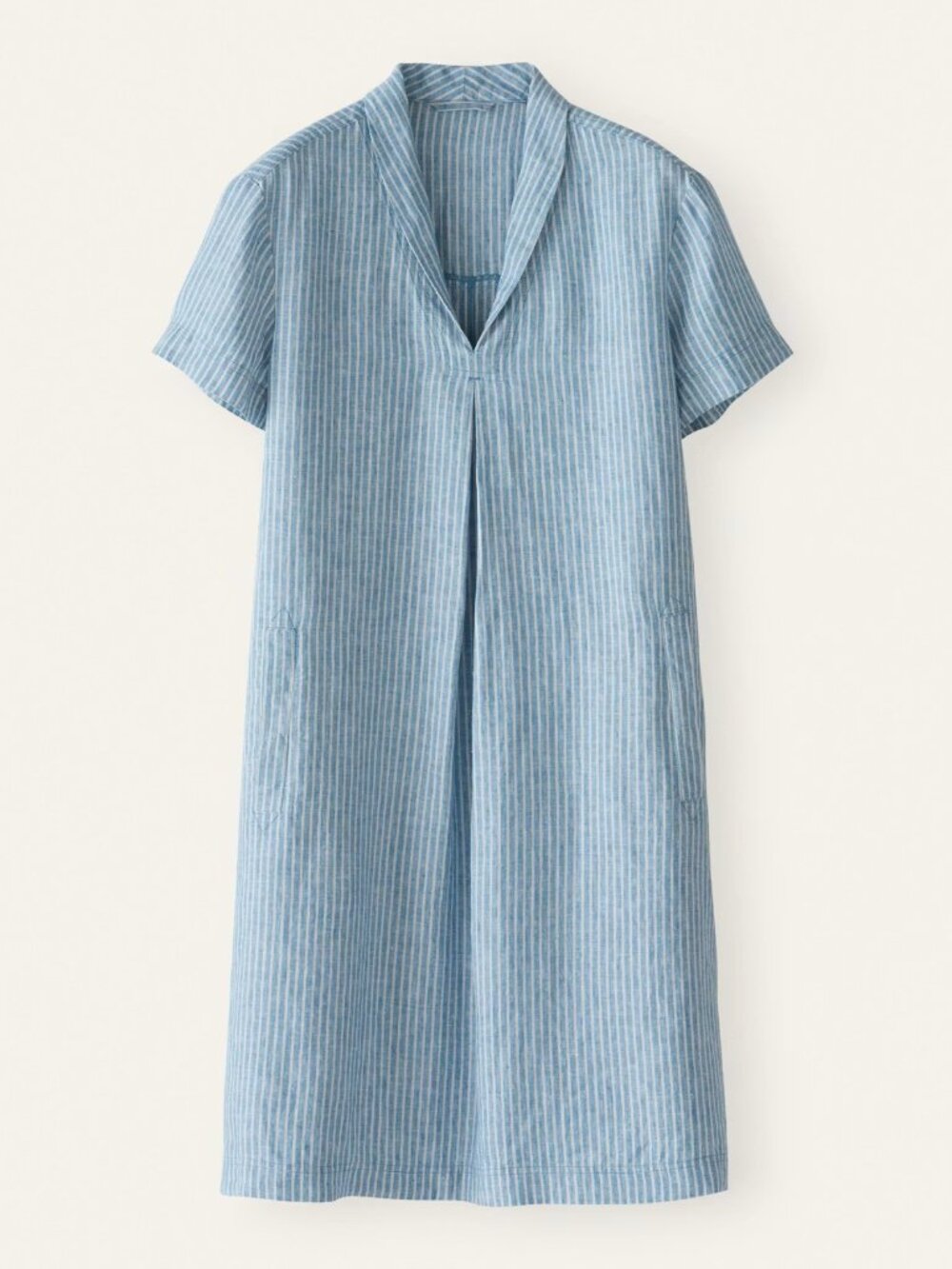 POETRY Délavé Linen Blend Striped A-Line Shift Dress Blue/White Stripe-Size 12